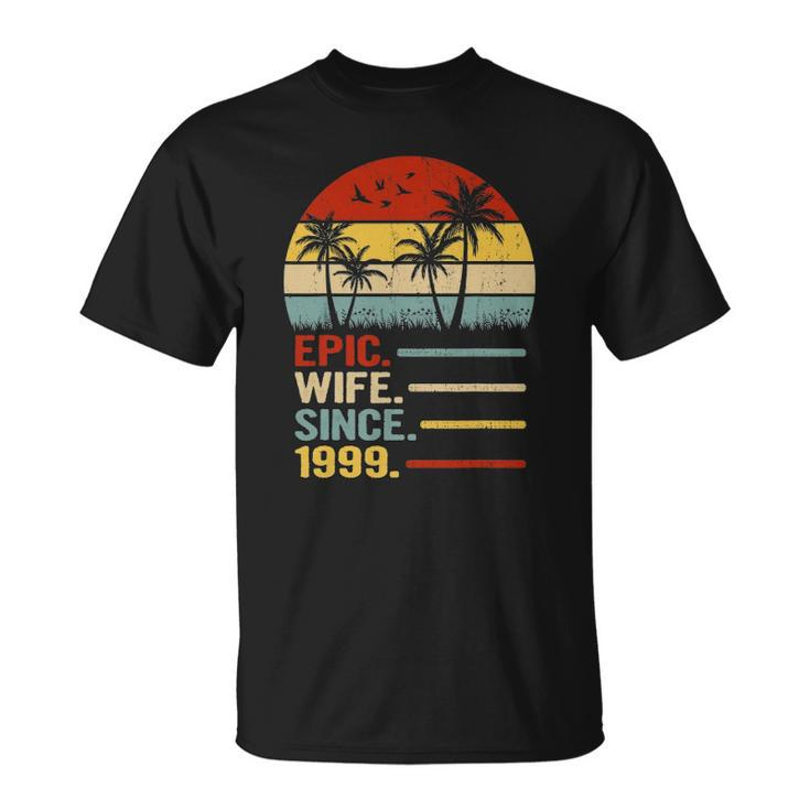 22Nd Wedding Anniversary For Her Retro Epic Wife Since 1999 Married Couples Unisex T-Shirt