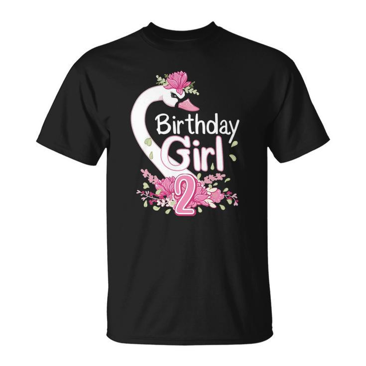 2Nd Birthday Wildlife Swan Animal 2 Years Old Birthday Girl Unisex T-Shirt
