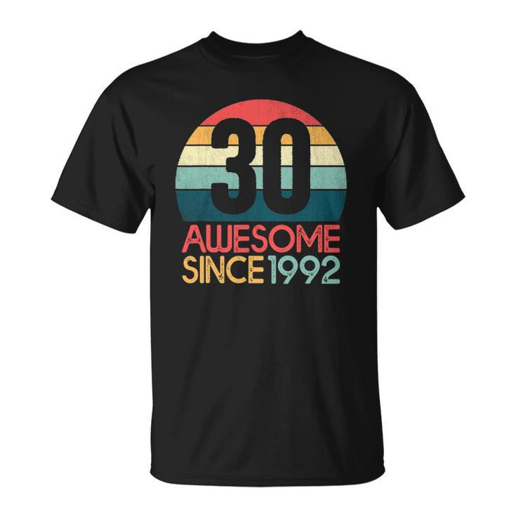 30Th Birthday Vintage Retro 30 Years Old Awesome Since 1992 Gift Unisex T-Shirt