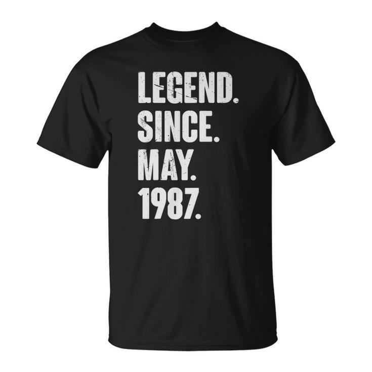 35 Years Old Gift 35Th Birthday Legend Since May 1987 Gift Unisex T-Shirt