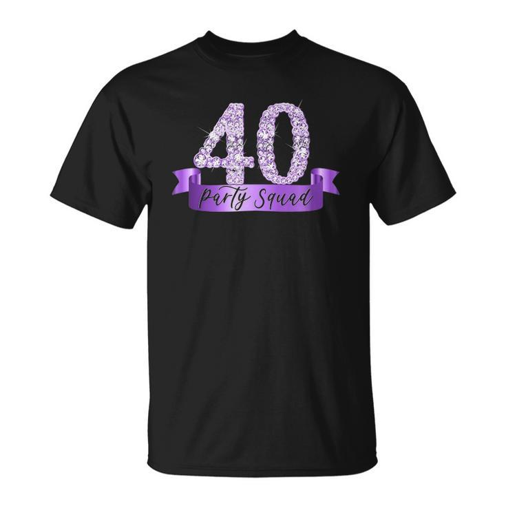 40Th Birthday Party Squad I Purple Group Photo Decor Outfit Unisex T-Shirt