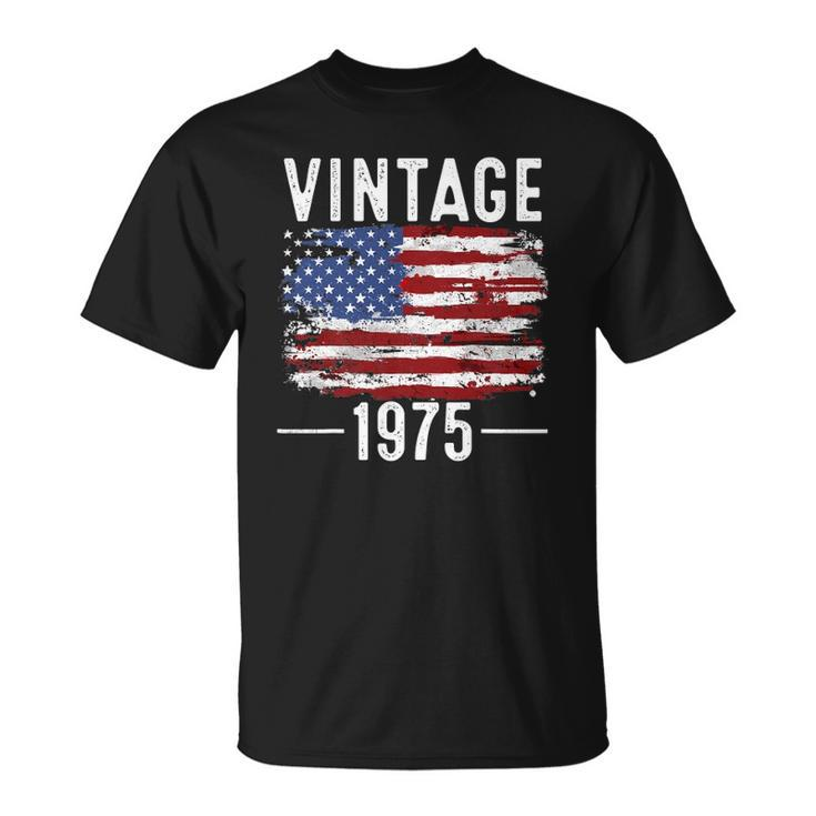 47Th Birthday Usa Flag Vintage American Flag 1975 Birthday Unisex T-Shirt