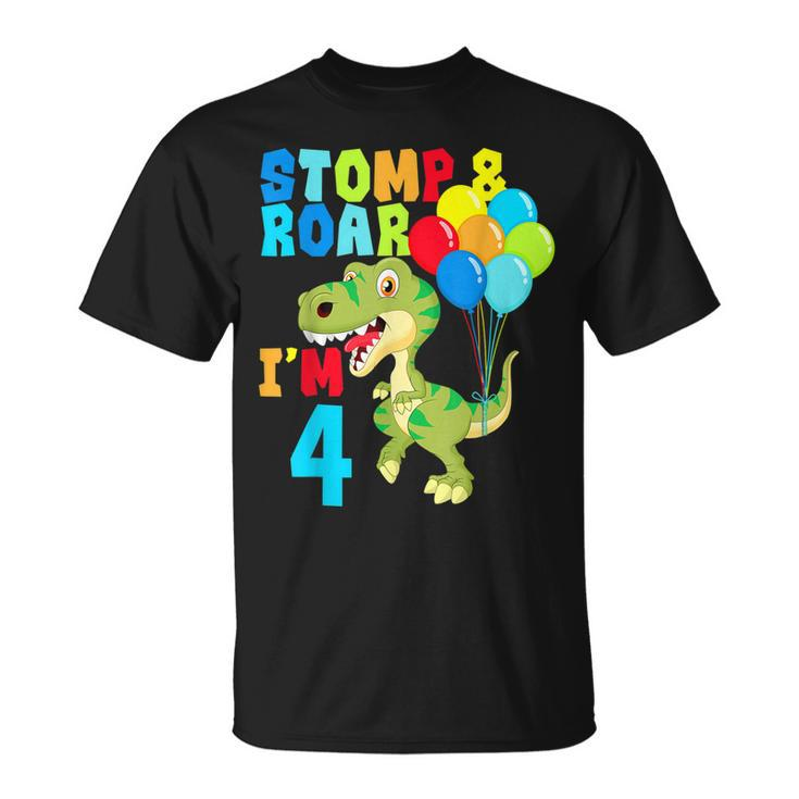 4Th Birthday  For Boys Dinosaurs Stomp & Roar Im 4  Unisex T-Shirt