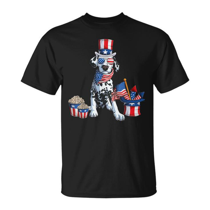 4Th Of July Dalmatian Dad American Sunglasses Dog Puppy Usa  Unisex T-Shirt