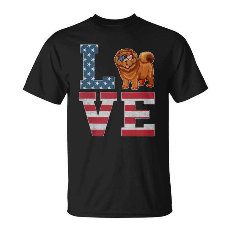 4Th Of July Decor Patriotic Love Chow Chow Dog American Flag  Unisex T-Shirt