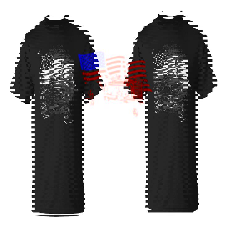 4Th Of July Gift Patriotic Farmer Us Flag Tractor Farmer Unisex T-Shirt