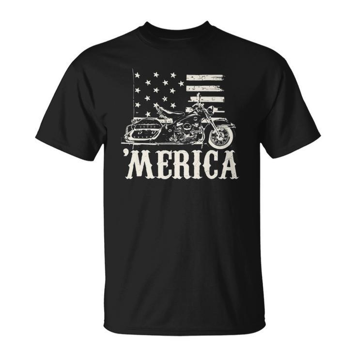 4Th Of July Merica V-Twin Motorcycle Biker Unisex T-Shirt