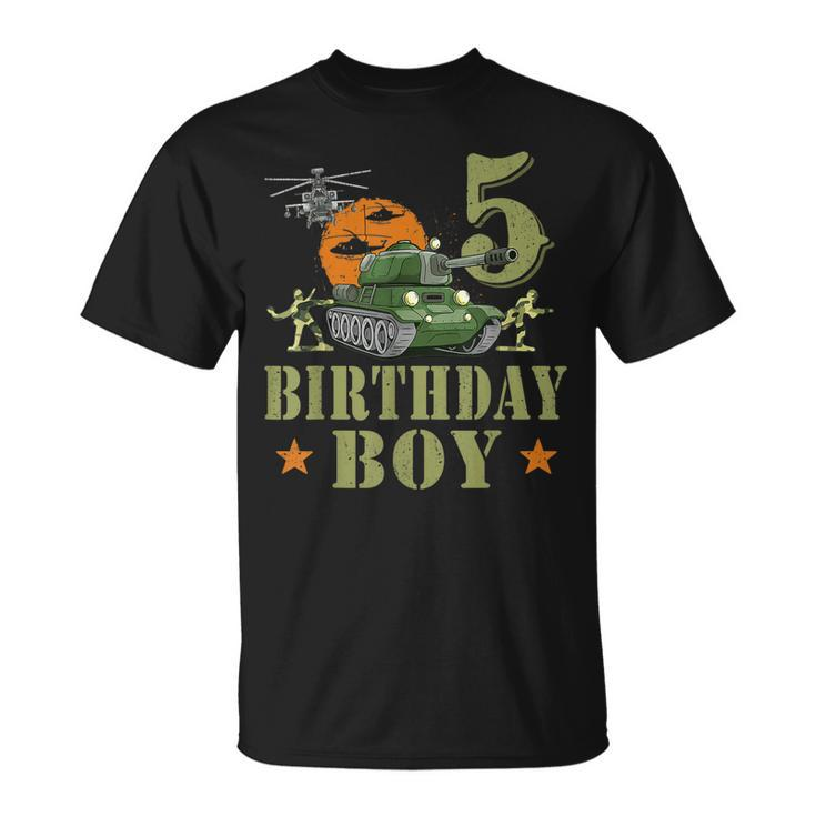 5 Year Old Birthday Boy Army Party 5Th Birthday Camo Unisex T-Shirt