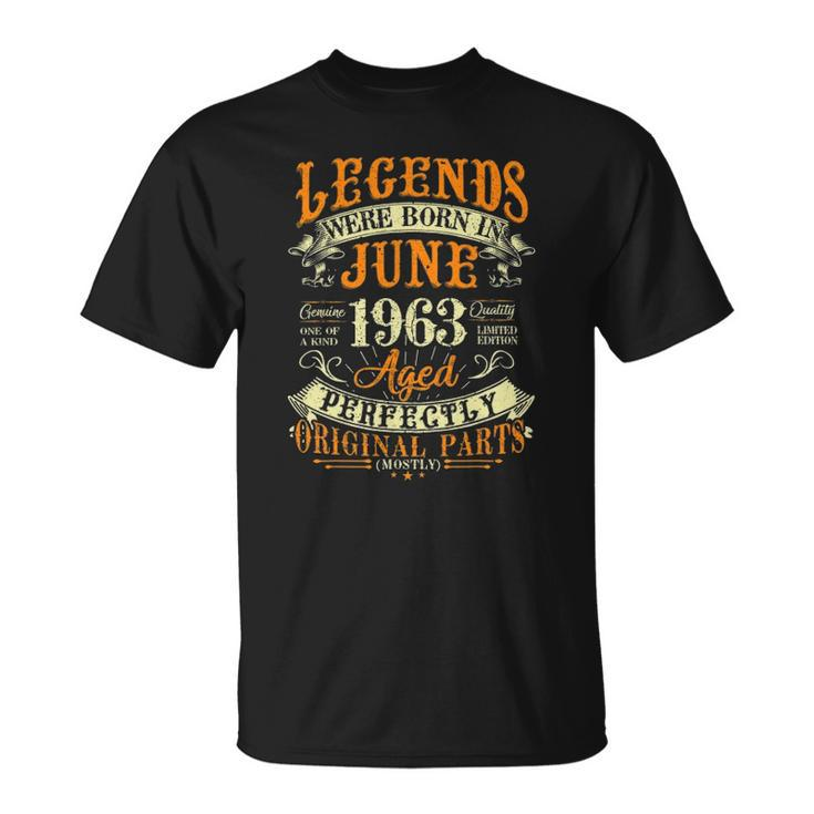 59Th Birthday Gift 59 Years Old Legends Born In June 1963 Birthday Party Unisex T-Shirt