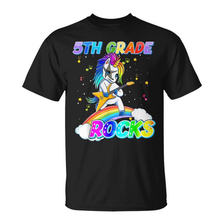 5Th Grade Rocks Unicorn Rainbow Back To School Student Kids  Unisex T-Shirt