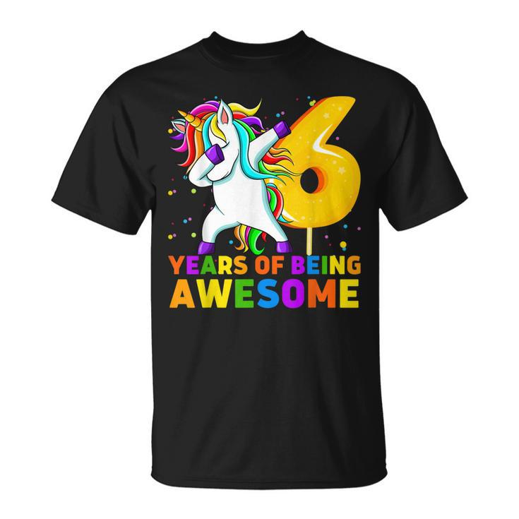 6 Years Old Unicorn Dabbing 6Th Birthday Unicorn Party  Unisex T-Shirt