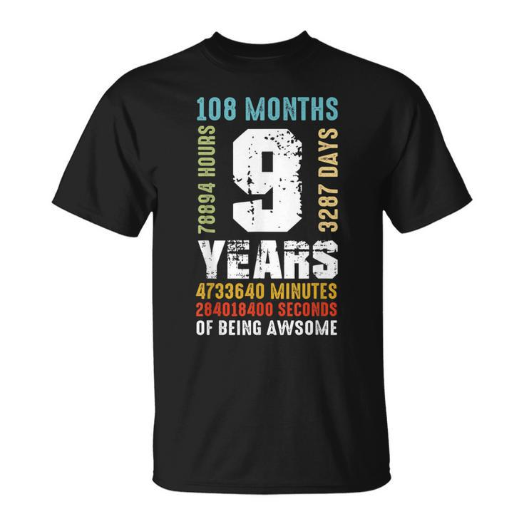 9 Years Being Awesome 9Th Birthday Gift Boy Girl  Unisex T-Shirt