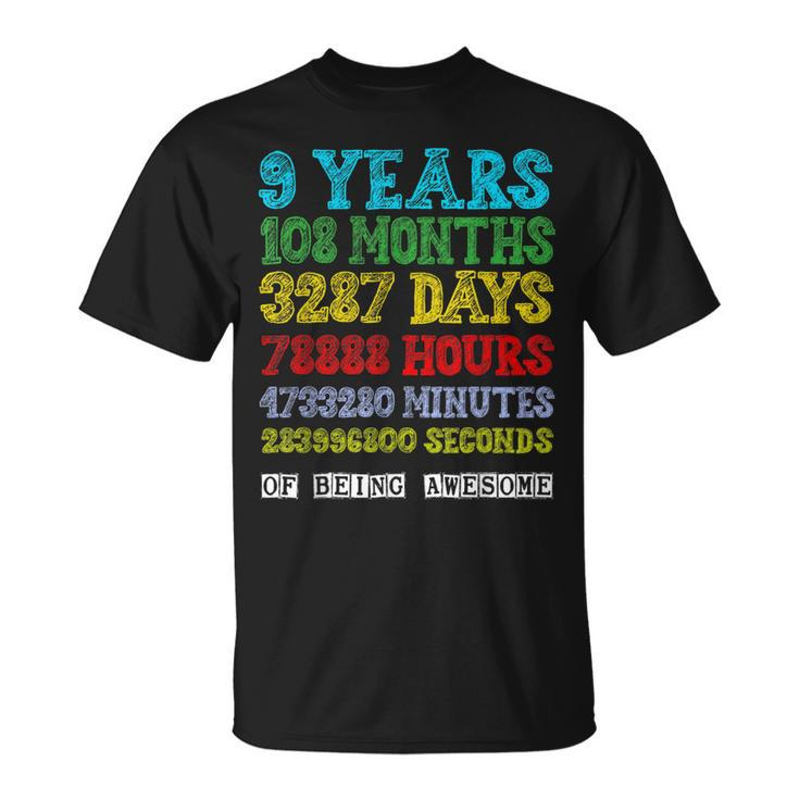 9 Years Of Being Awesome Happy 9Th Birthday Nine Countdown  Unisex T-Shirt