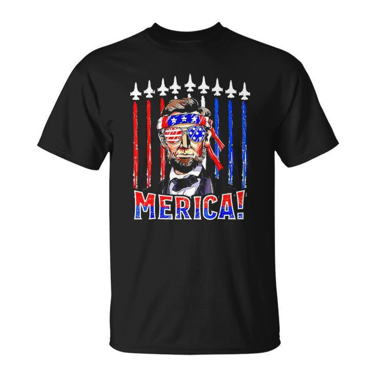 Abraham Lincoln 4Th Of July Merica Patriotic American Flag Unisex T-Shirt