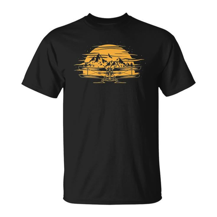 Airplane Aircraft Plane Propeller Mountains Sky Air Gift Unisex T-Shirt