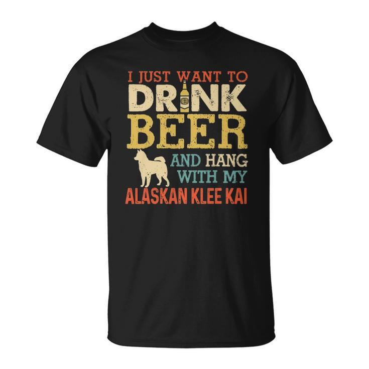 Alaskan Klee Kai Dad Drink Beer Hang With Dog Funny Vintage Unisex T-Shirt