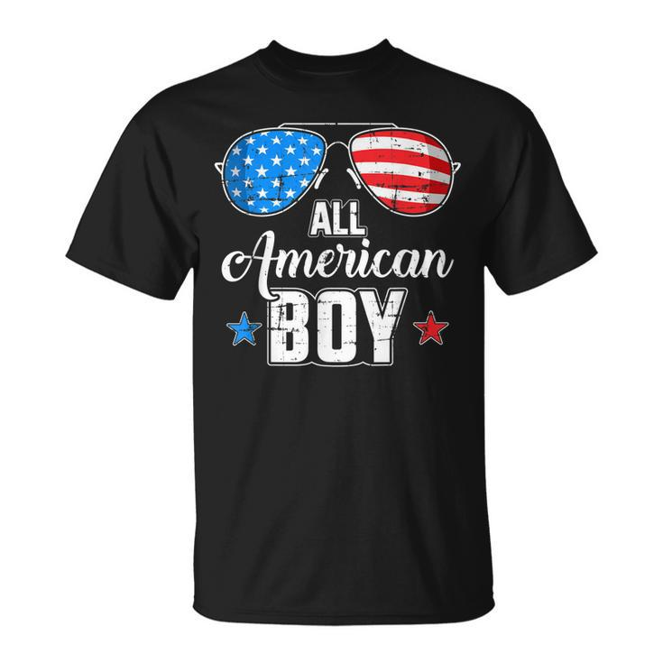 All American Boy Us Flag Sunglasses For Matching 4Th Of July  Unisex T-Shirt