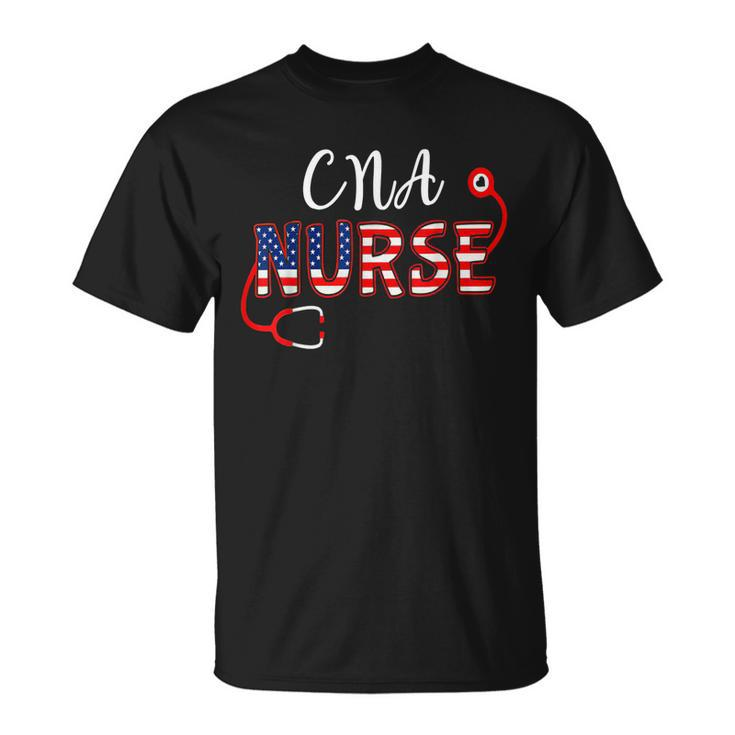 American Flag Cna Nurse Stethoscope 4Th Of July Patriotic  Unisex T-Shirt