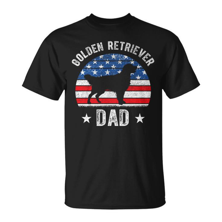 American Flag Golden Retriever Dad 4Th Of July Fathers Day   Unisex T-Shirt