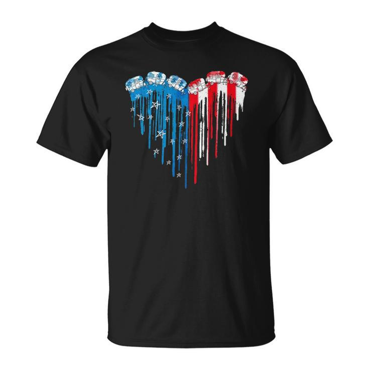 American Flag Heart 4Th Of July Patriotic Funny Unisex T-Shirt