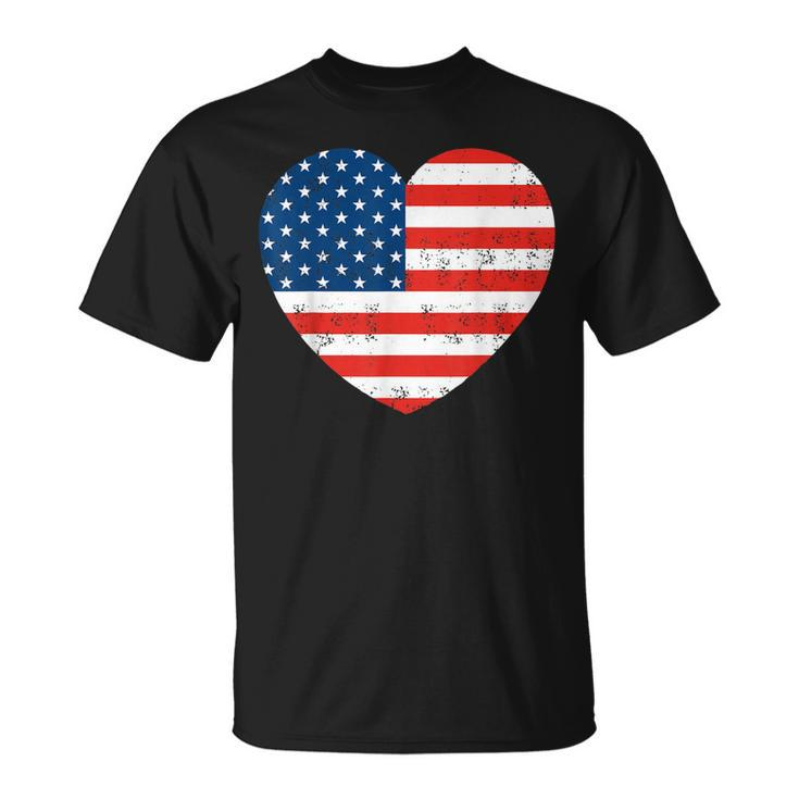 American Flag Heart 4Th Of July Usa Patriotic  V2 Unisex T-Shirt