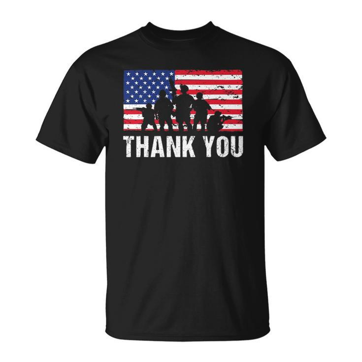 American Flag Soldiers Usa Thank You Veterans Proud Veteran Unisex T-Shirt