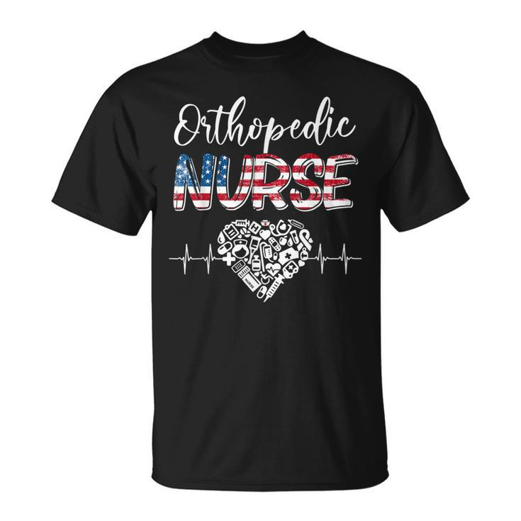 American Flag Stethoscope Orthopedic Nurse Scrub 4Th Of July  Unisex T-Shirt
