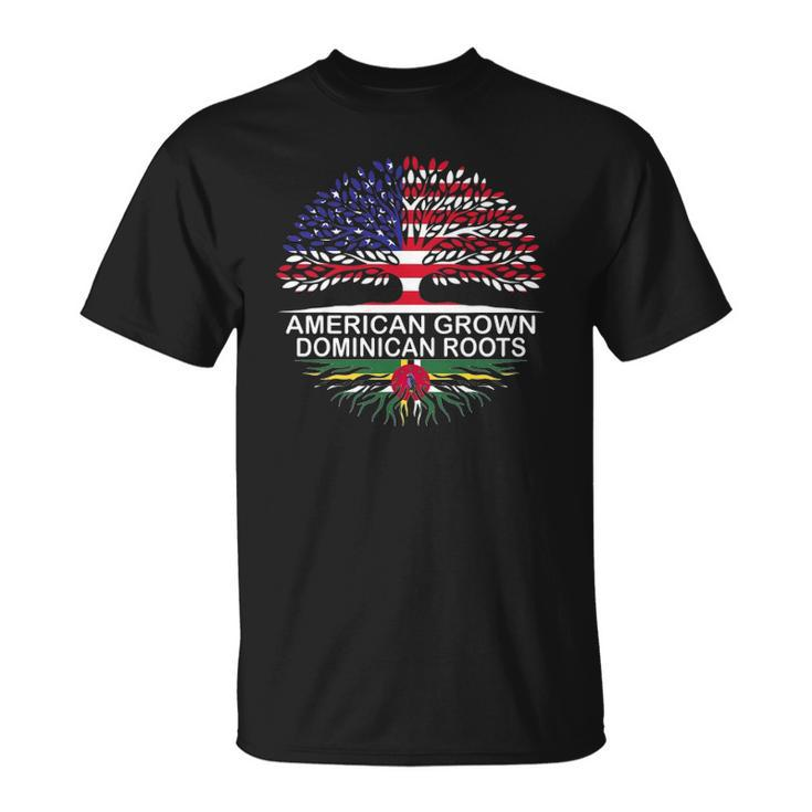 American Grown Dominican Roots Dominica Flag Unisex T-Shirt
