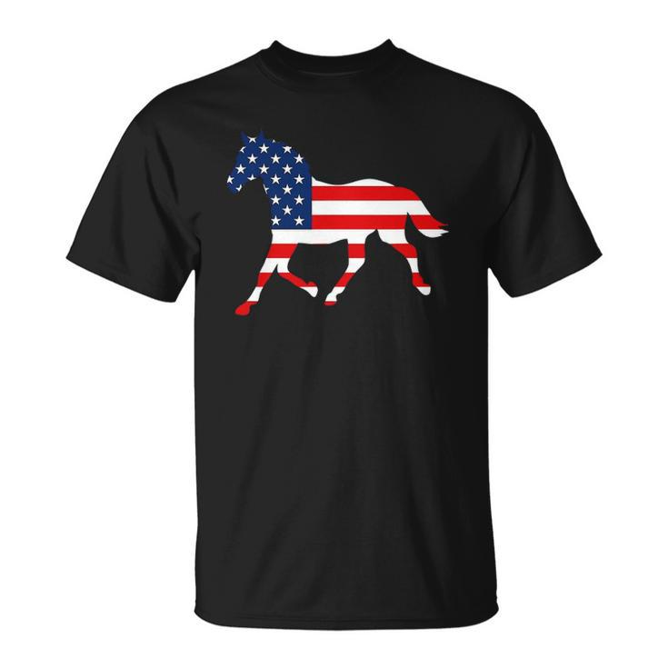 American Patriotic Horse Usa Flag July 4Th Gift Equestrian Unisex T-Shirt