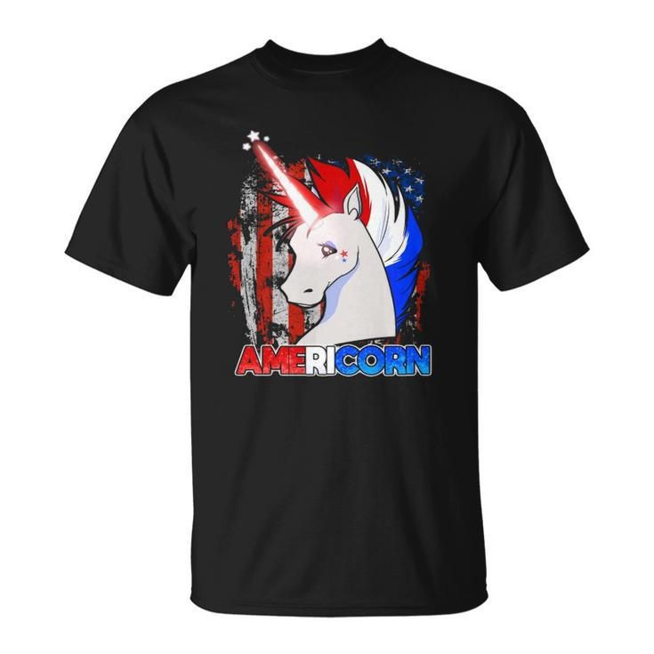 Americorn Unicorn American Flag Patriotic Unisex T-Shirt