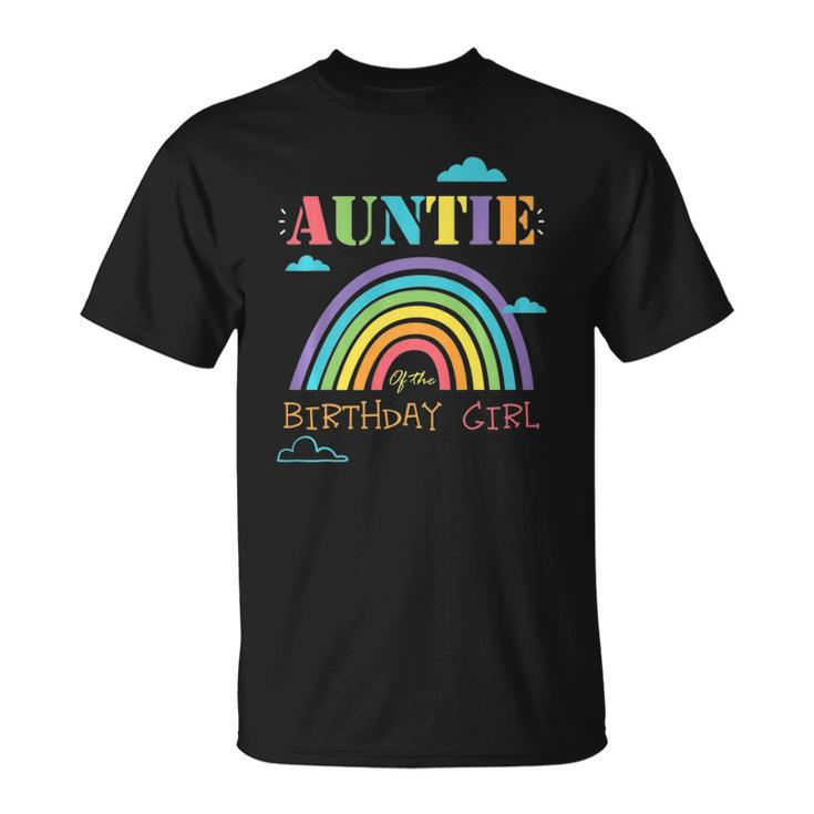 Auntie Of The Birthday Girl Rainbow Theme Matching Family  Unisex T-Shirt