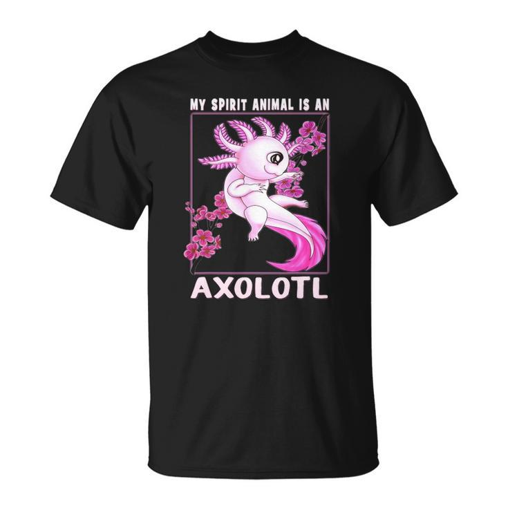 Axolotl Is My Spirit Animal Cherry Blossom Girls Boys Womens Unisex T-Shirt
