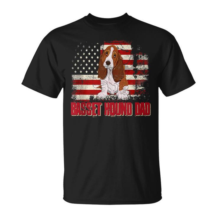 Basset Hound Dad American Flag 4Th Of July Dog Lovers  Unisex T-Shirt