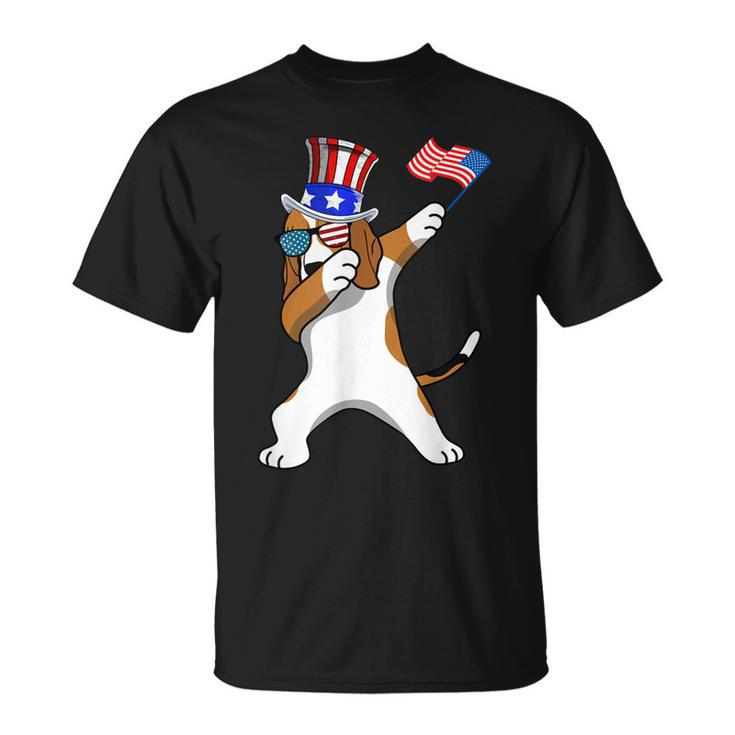 Beagle Dabbing Dog Dad  4Th Of July  Unisex T-Shirt