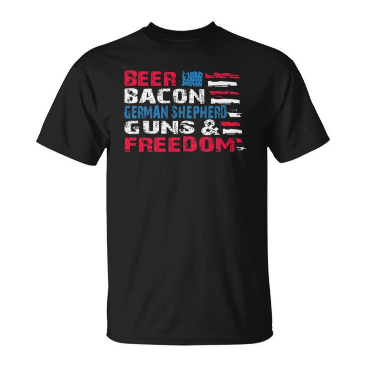 Beer Bacon German Shepherd Guns & Freedom Tee July Gift Unisex T-Shirt