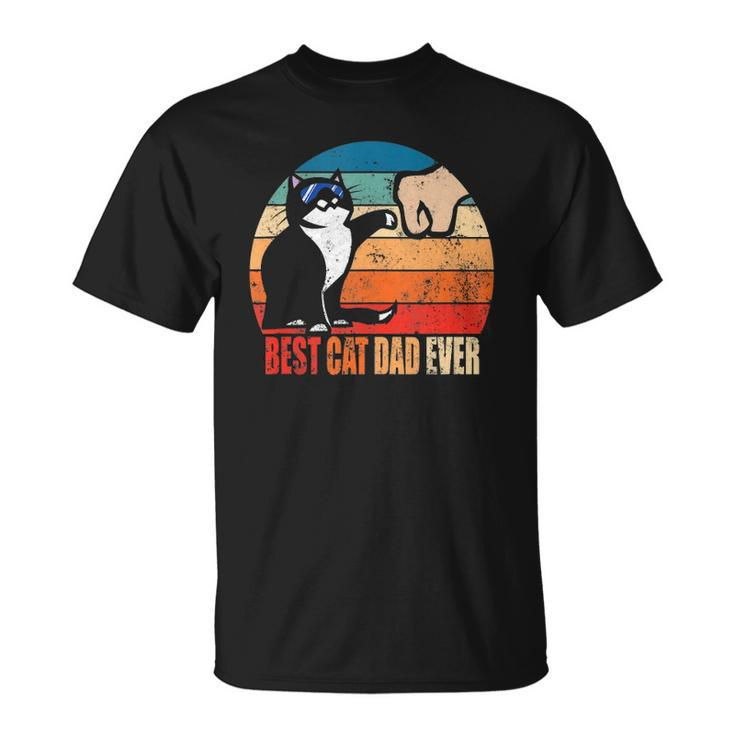 Best Cat Dad Ever Paw Fist Bump Funny Fathers Day Tee  Unisex T-Shirt