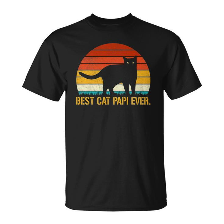 Best Cat Papi Ever Vintage Retro Cat Lover Xmas Fathers Day Unisex T-Shirt