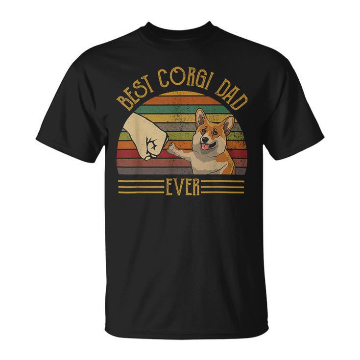 Best Corgi Dad Ever Retro Vintage Sunset Unisex T-Shirt