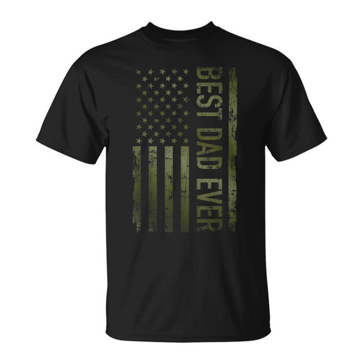 Best Dad Ever American Military Camouflage Flag  Father Unisex T-Shirt