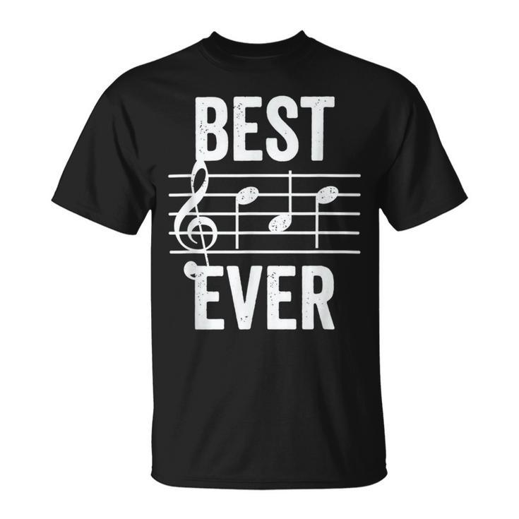 Best Dad Ever Music Note Bold Condensed Dark Unisex T-Shirt