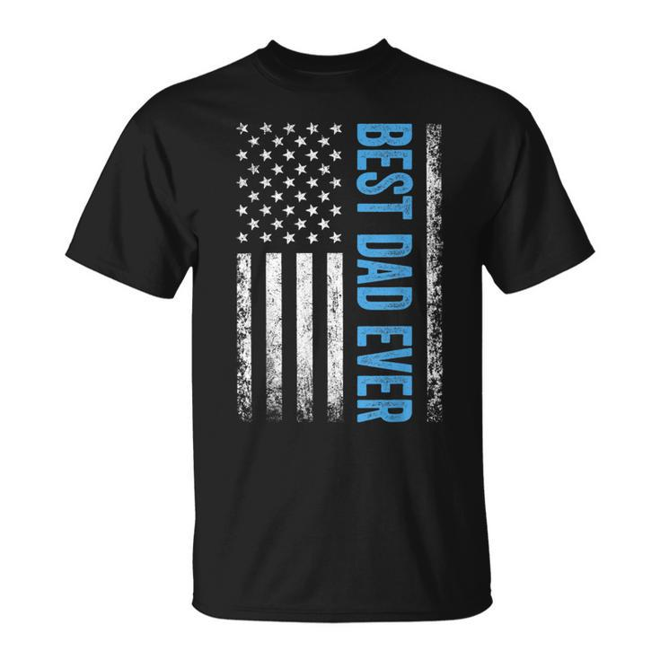 Best Dad Ever Us American Flag Gift For Fathers Day  Unisex T-Shirt