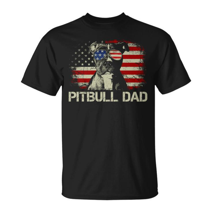 Best Pitbull Dad Ever  American Flag 4Th Of July Gift V2 Unisex T-Shirt