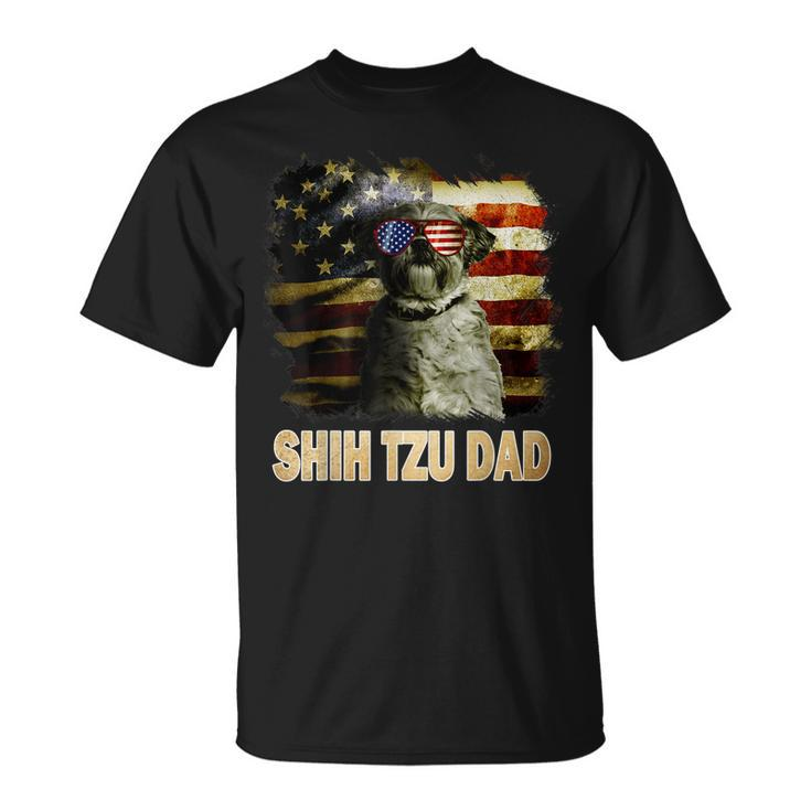 Best Shih Tzu Dad Ever American Flag 4Th Of July Dog Lover  Unisex T-Shirt