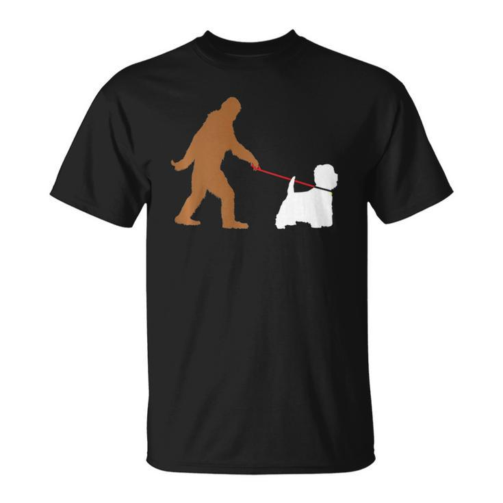 Bigfoot Walking Westie West Highland Terrier Dog Sasquatch  Unisex T-Shirt