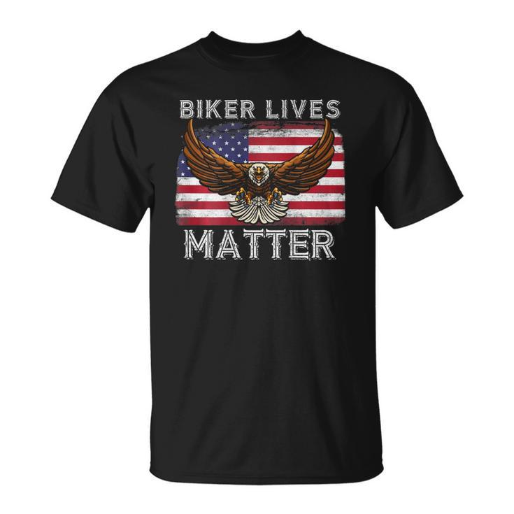 Biker Lives Matter Distressed American Flag Bald Eagle Unisex T-Shirt
