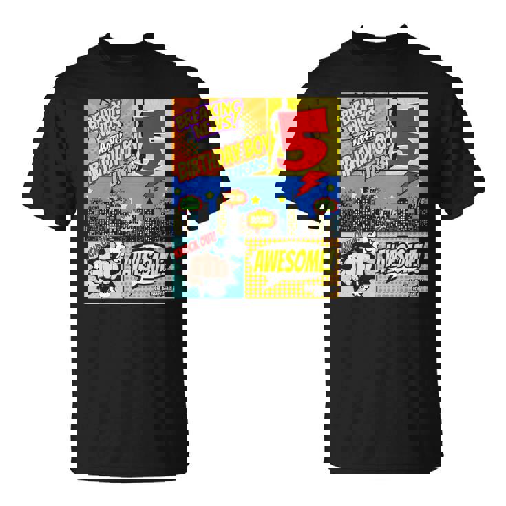 Birthday Boys Shirt Age 5 Superhero Comic Book Theme Party Birthday Boys Shirt Age 5 Superhero Comic Book Theme Party