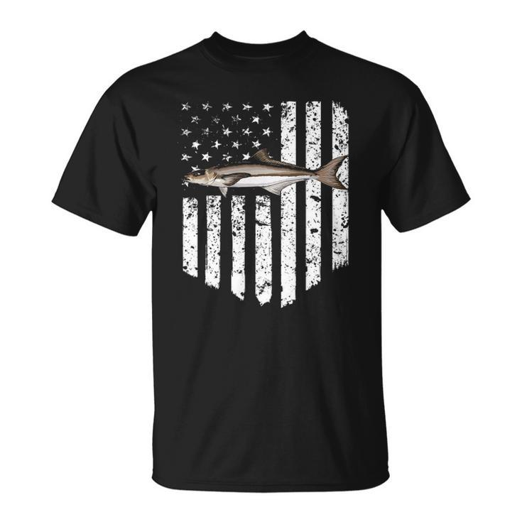 Black White American Flag Cobia 4Th Of July Fish Unisex T-Shirt