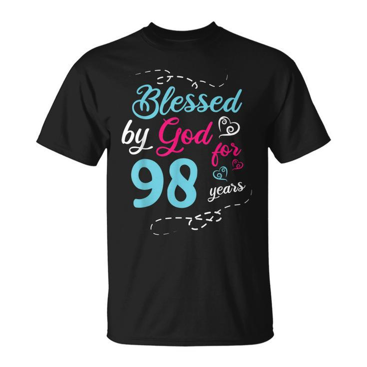 Blessed By God For 98 Years 98Th Birthday Party Celebration  Unisex T-Shirt