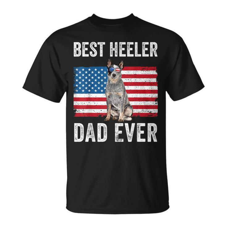 Blue Heeler Dad Australian Cattle Dog Lover American Flag T-shirt