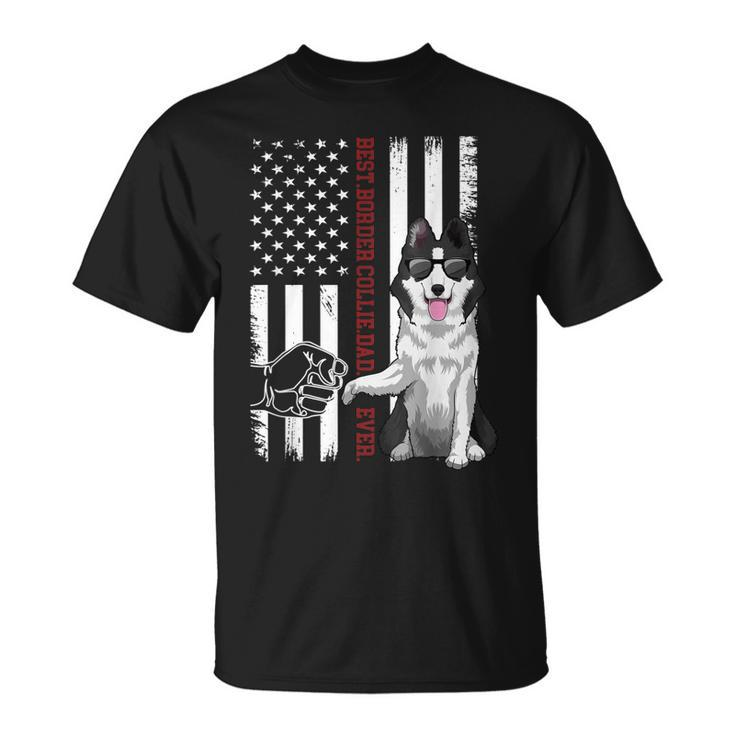 Border Collie Dad Dog American Flag Border Collie Outfit T-shirt